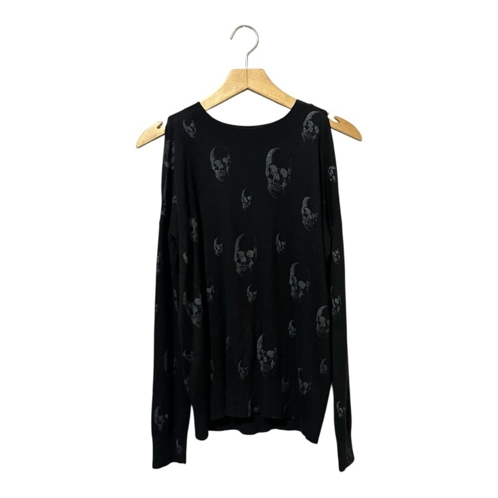 Aqua Skull Cold Shoulder Sweater Size Large